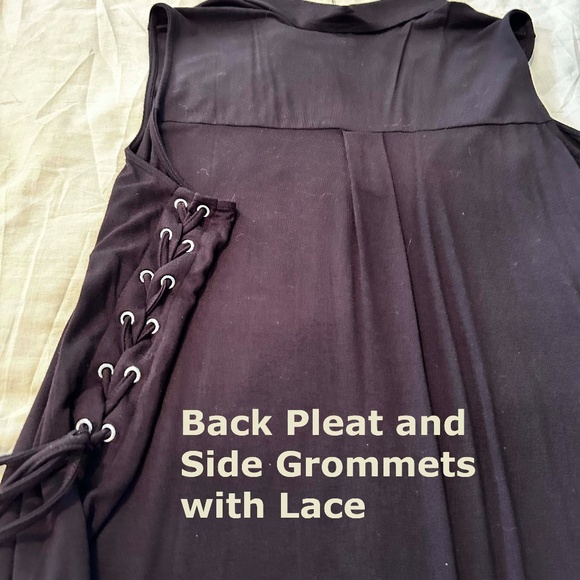 NEW PHOTOS! LACE UP KNIT TUNIC, BLACK, SIZE 4X, SIDE LACES & GROMMETS, SOLID - Picture 13 of 14